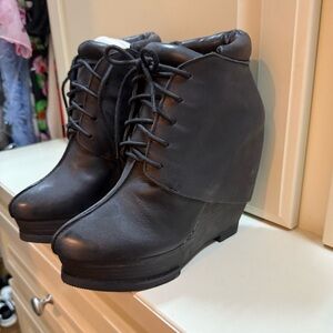 Black Wedge Ankle Boots